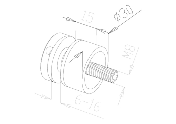 Glass Connectors - Model 4010 - Flat CAD Drawing